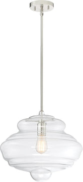 16"W Storrier 1-Light Pendant Polished Nickel / Clear