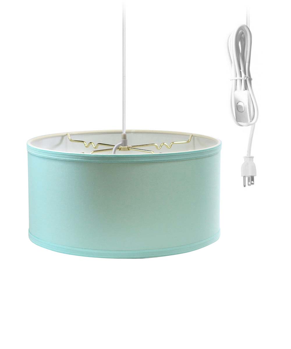 2 Light Swag Plug-In Pendant 14"w Island Paradise Blue with Diffuser, White Cord