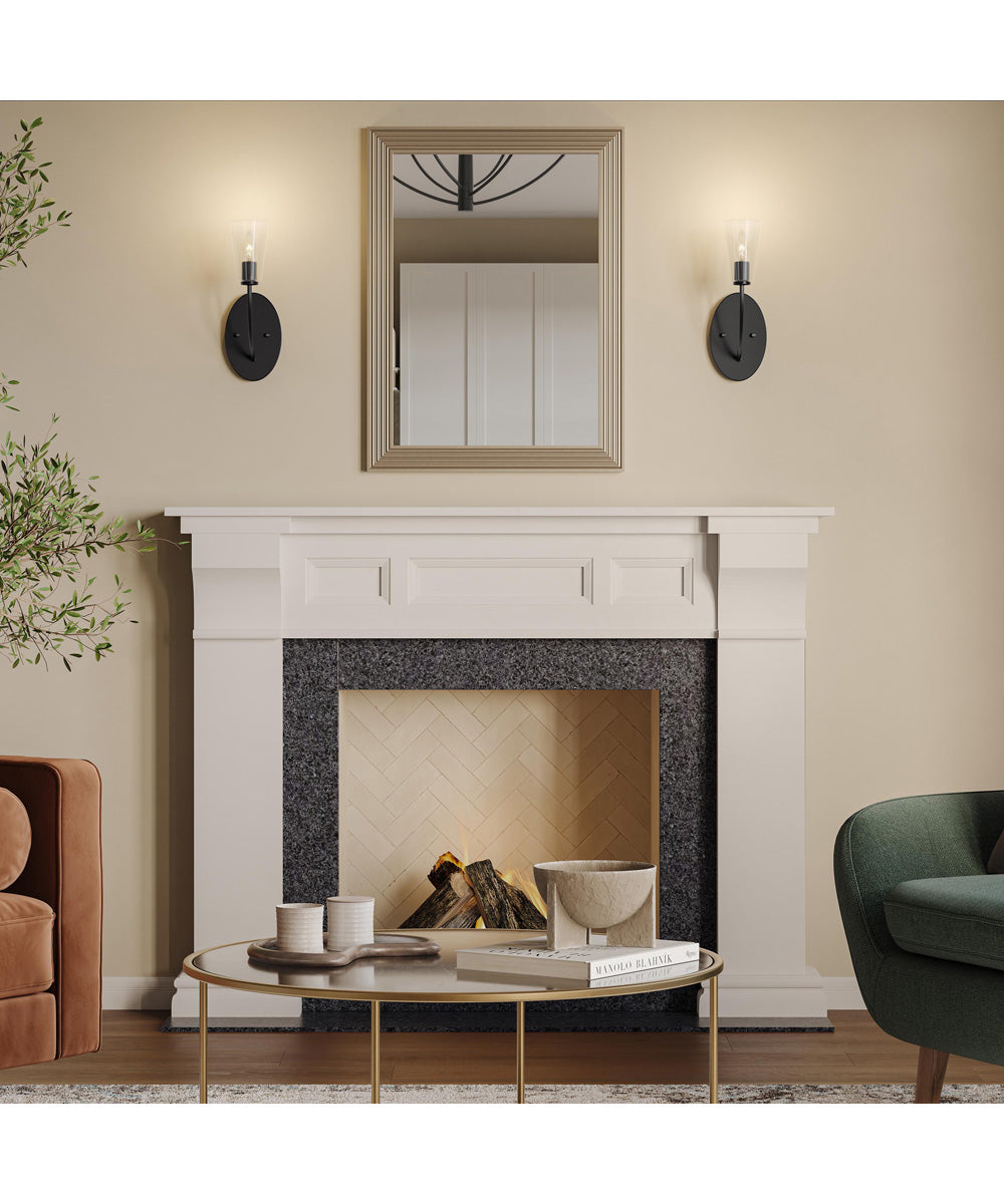 Jheni 1-Light Wall Sconce with Clear Glass Shades Matte Black