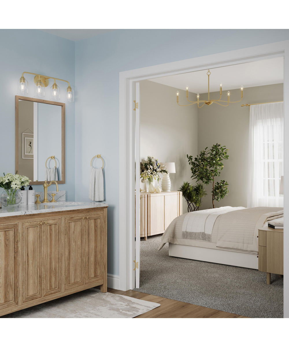 Ilia 4-Light Bath Vanity with Clear Glass Shade Brushed Gold