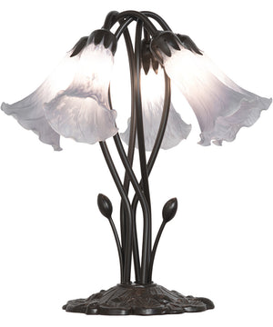 16" High Gray Tiffany Pond Lily 5 Light Table Lamp