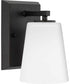 Vertex 1-Light Etched White Glass Contemporary Bath Light Matte Black