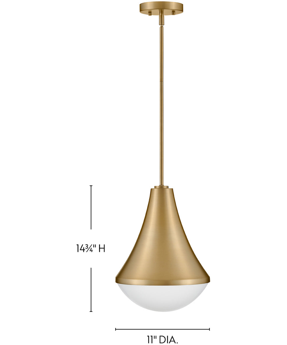 Haddie 1-Light Small Pendant in Lacquered Brass