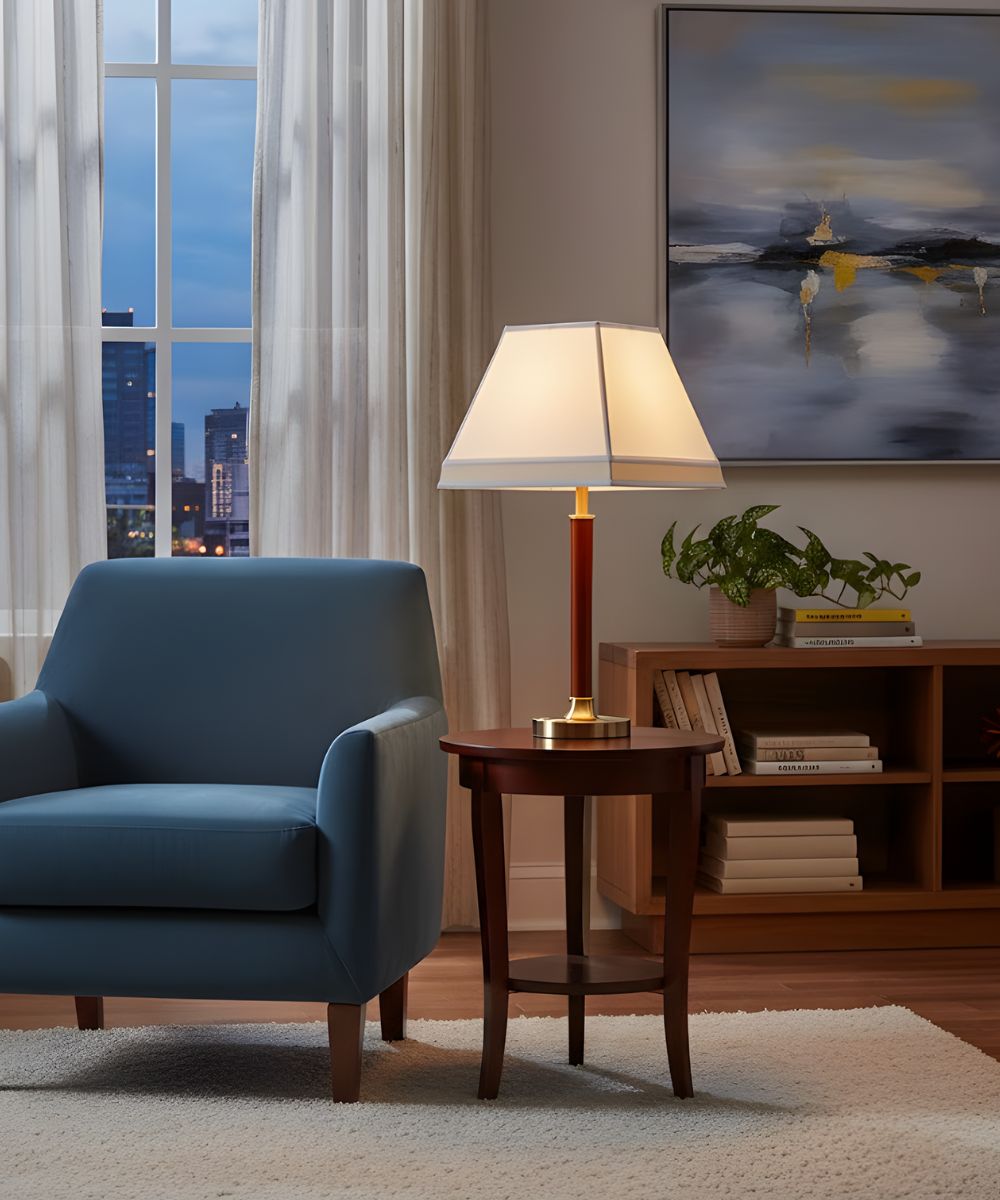 8x15x12 Off White & Tan Camelot Square with Gallery Softback Lampshade