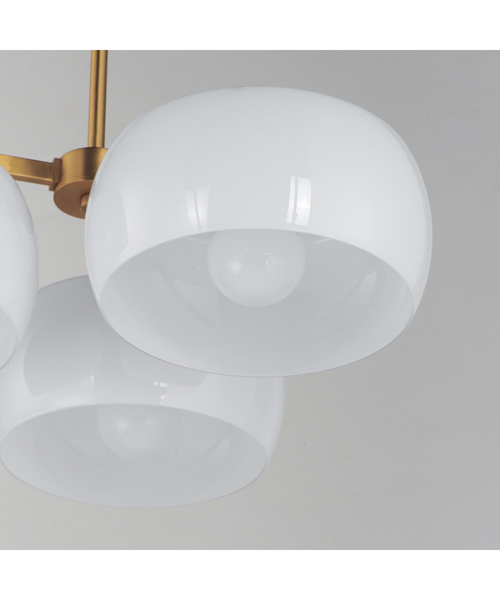 Glazed 3-Light Chandelier White/Natural Aged Brass