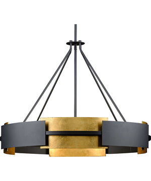 Lowery 6-Light Textured Black/Distressed Gold Hanging Pendant Light Textured Black