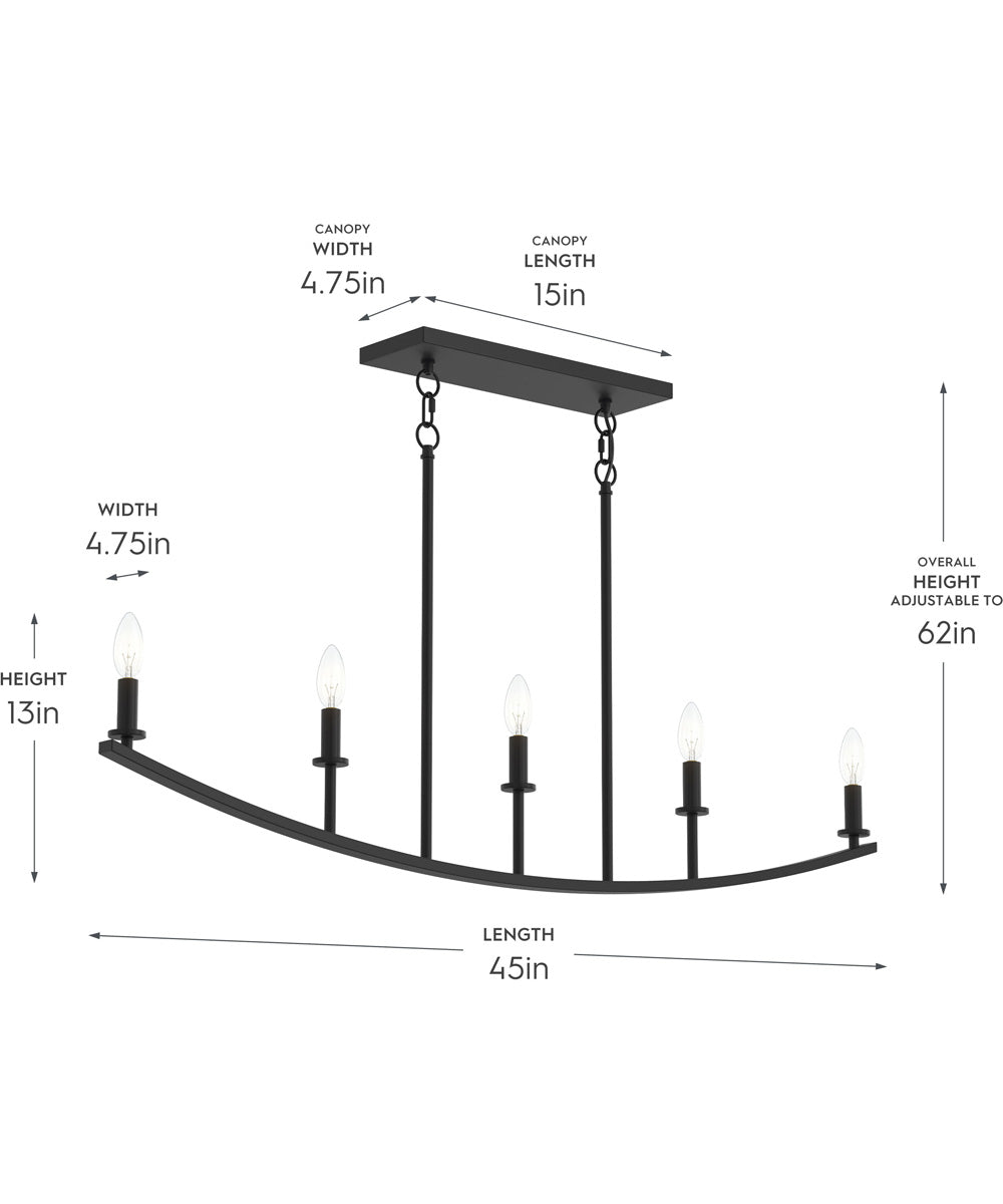 Jheni 5-Light Linear Chandelier Matte Black