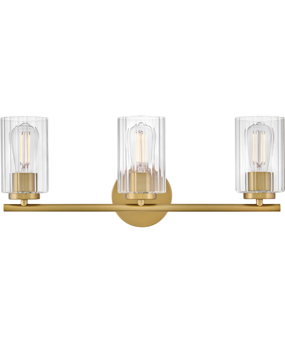 Leta 3-Light Medium Three Light Vanity in Lacquered Brass