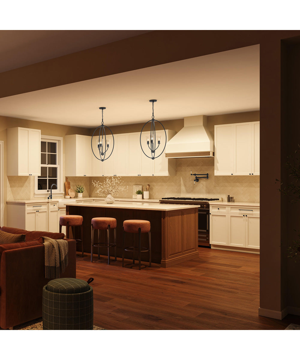 Jheni 3-Light Foyer Pendant with Clear Glass Shades Matte Black