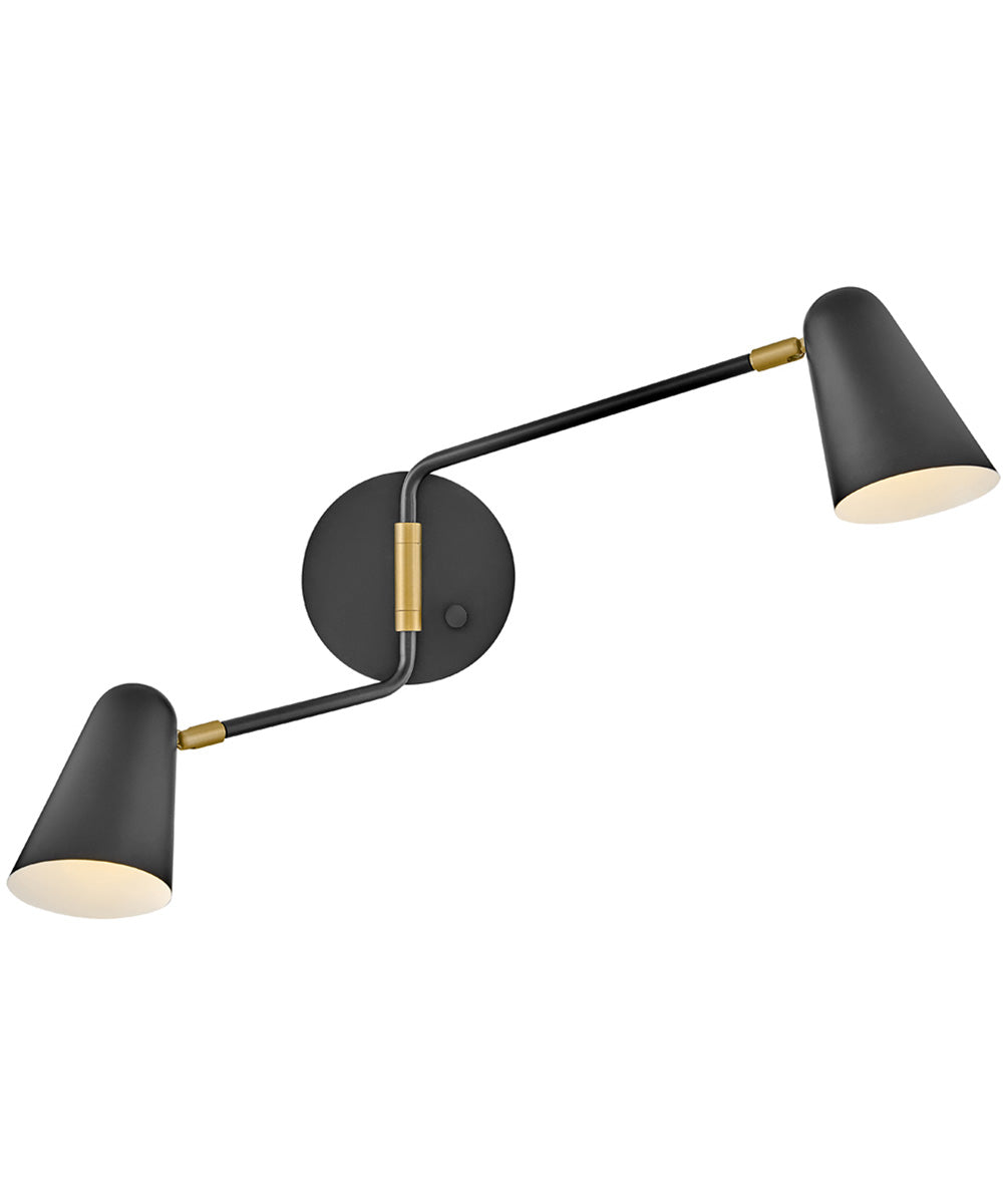 Birdie 2-Light Large Two Light Sconce in Black
