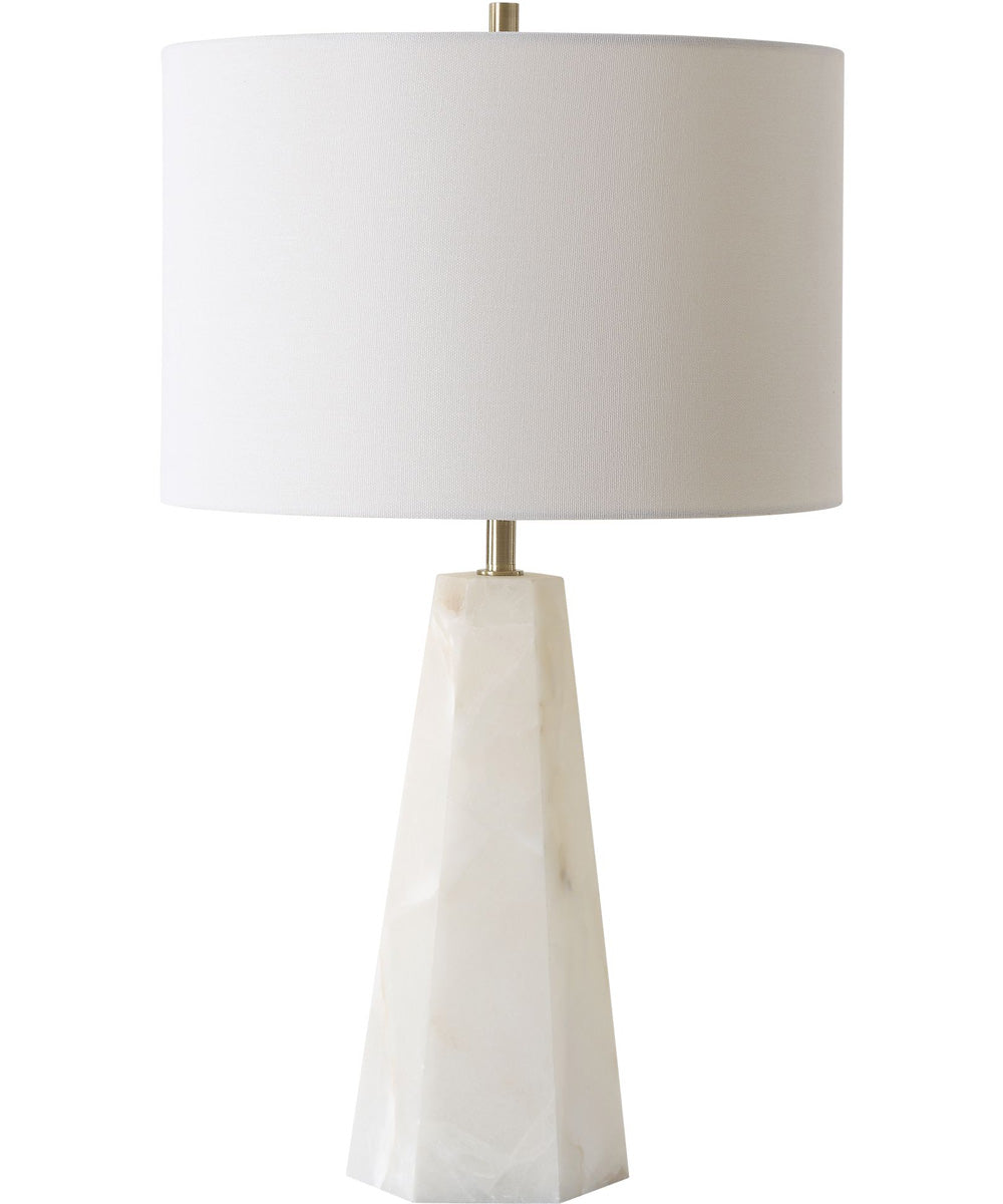 Marble Accent Table Lamp in Cream with Off-White Linen