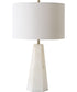 Marble Accent Table Lamp in Cream with Off-White Linen