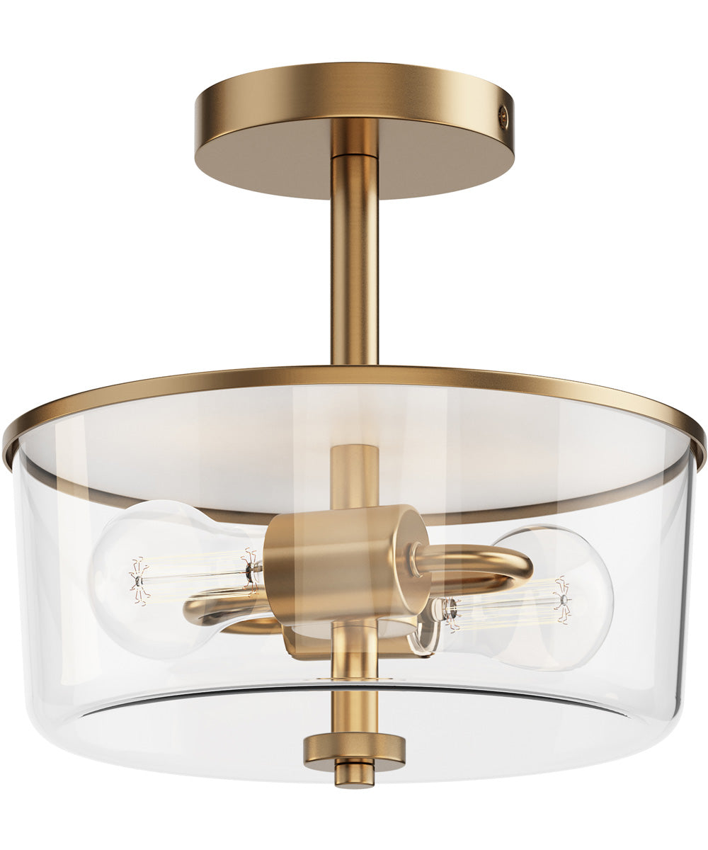 Fuller 2-Light Semi Flush/Pendant Convertible Natural Aged Brass