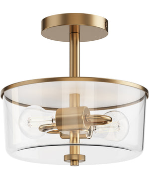 Fuller 2-Light Semi Flush/Pendant Convertible Natural Aged Brass