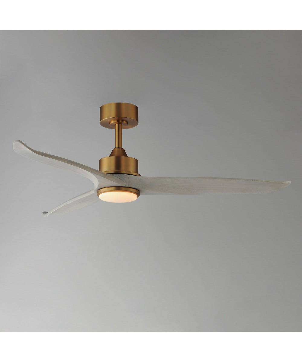 Woodwind 52 inch Solid Wood Blade Fan w LED Light Kit Natural Aged Brass