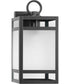 Parrish 1-Light Clear Etched Glass Modern Craftsman Outdoor Medium Wall Lantern Matte Black