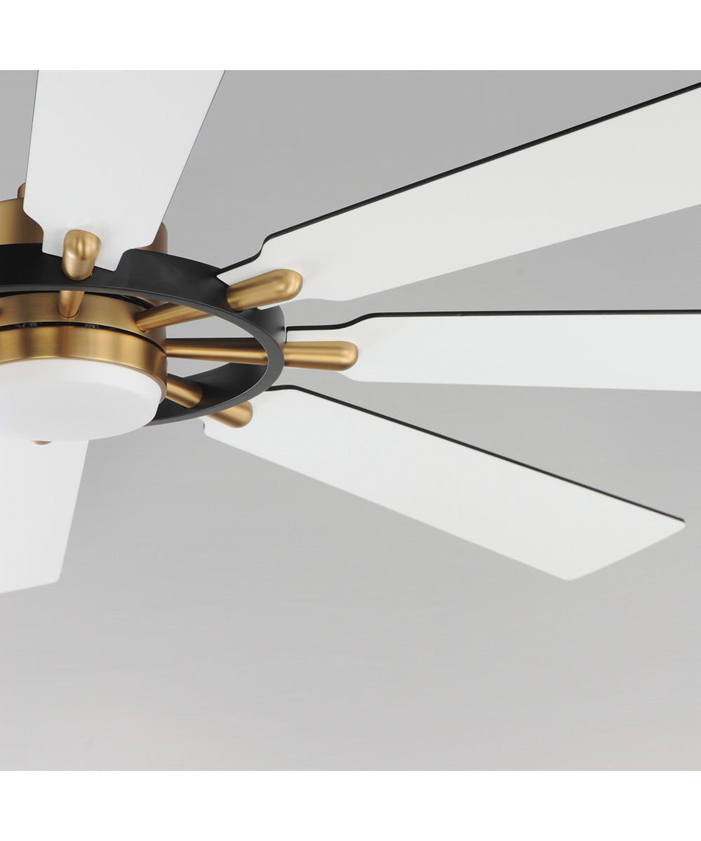 Helm 72 inch Indoor Fan w LED Light Kit Black / Natural Aged Brass