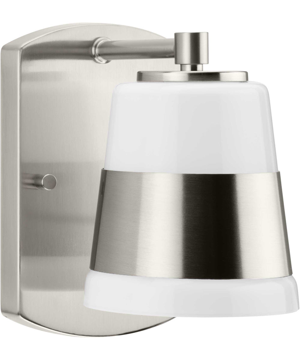 Haven 1-Light Opal Glass Luxe Industrial Bath Light Brushed Nickel