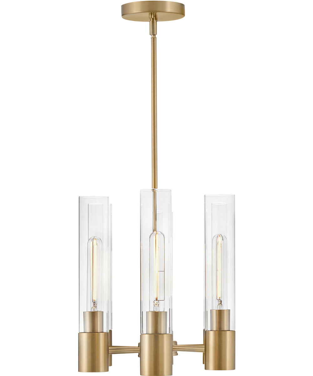 Shea 6-Light Small Linear Chandelier in Lacquered Brass