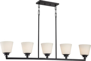 44"W Mobili 5-Light Pendant Aged Bronze