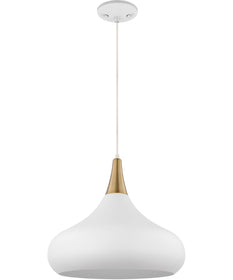 Phoenix 1-Light Pendant Matte White / Burnished Brass
