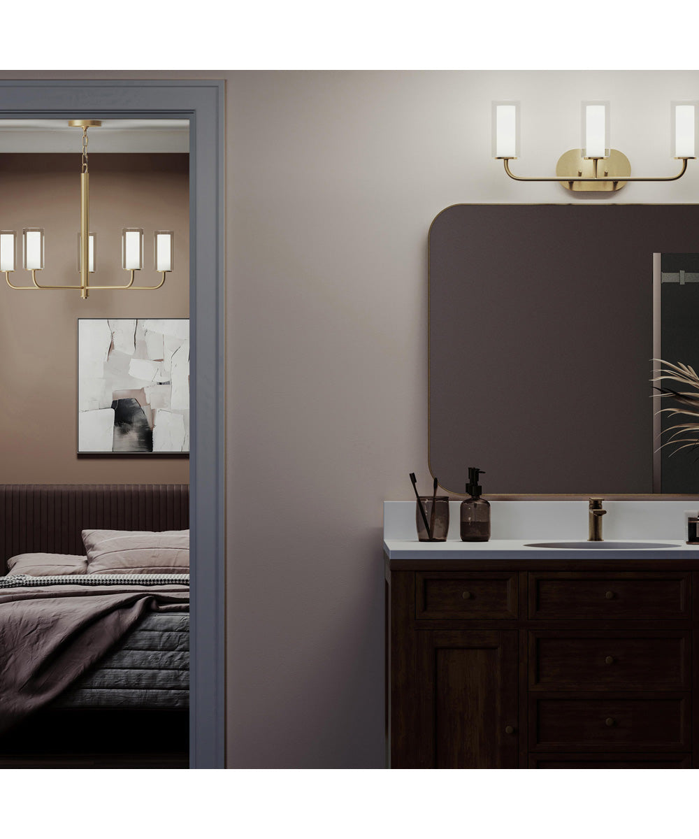 Mack 3-Light Vanity Light with Layered Glass Shades Brushed Gold