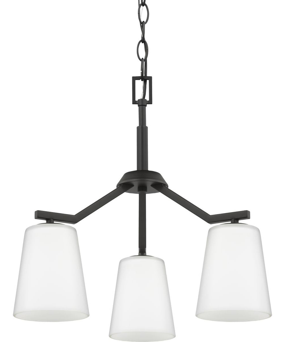 Vertex 3-Light Etched White Convertible Chandelier Matte Black