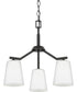 Vertex 3-Light Etched White Convertible Chandelier Matte Black