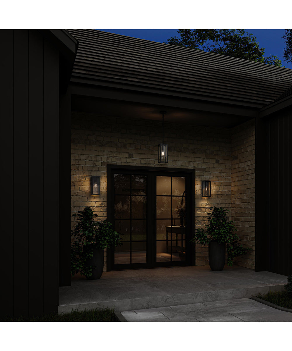 Ryle 1-Light Medium Wall Lantern with Clear Glass Panels Matte Black
