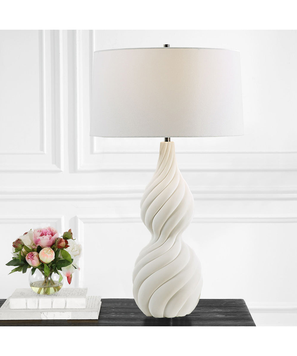 Twisted Swirl White Table Lamp