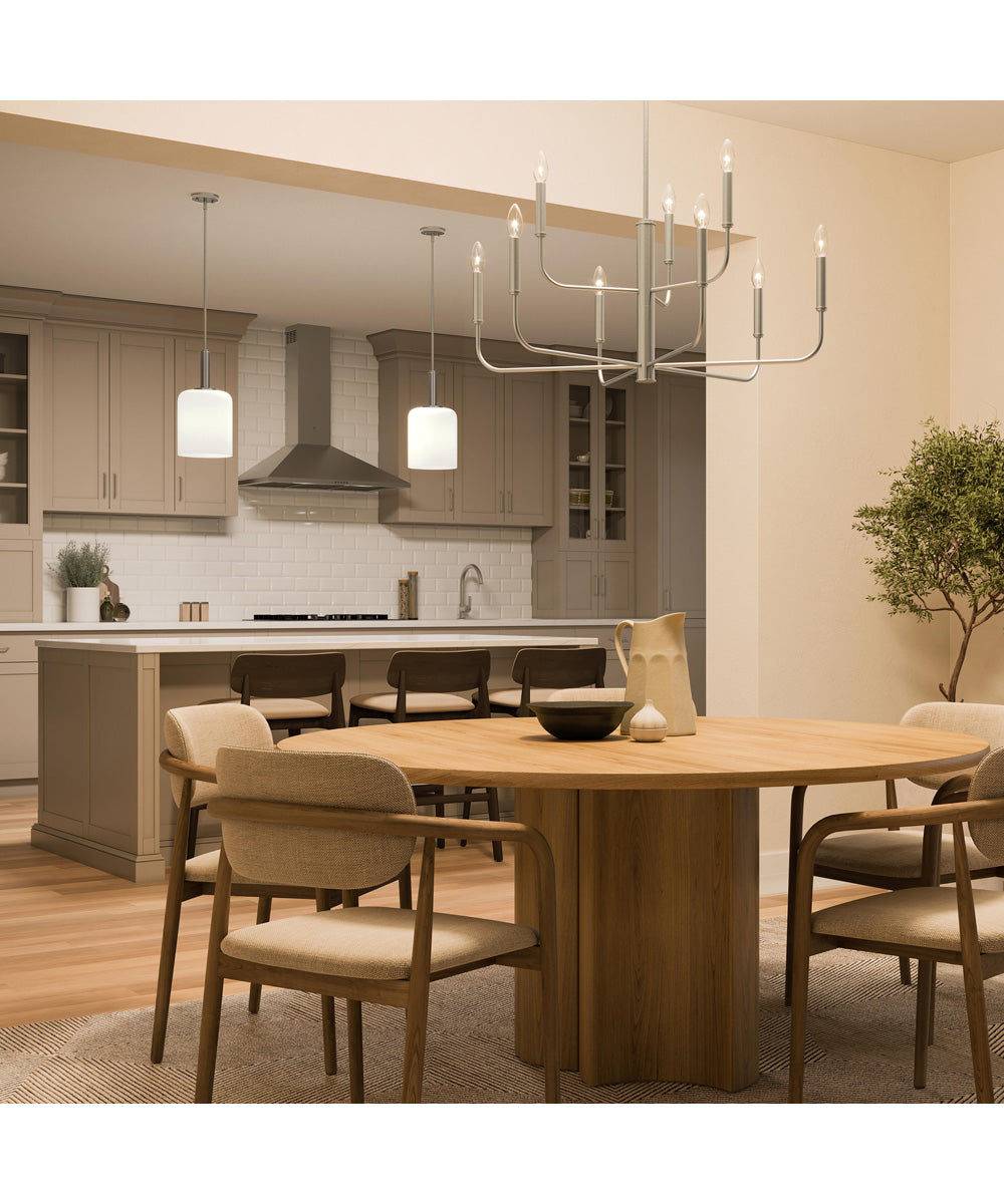 Reines 1-Light Pendant with Opal Glass Shade Brushed Nickel