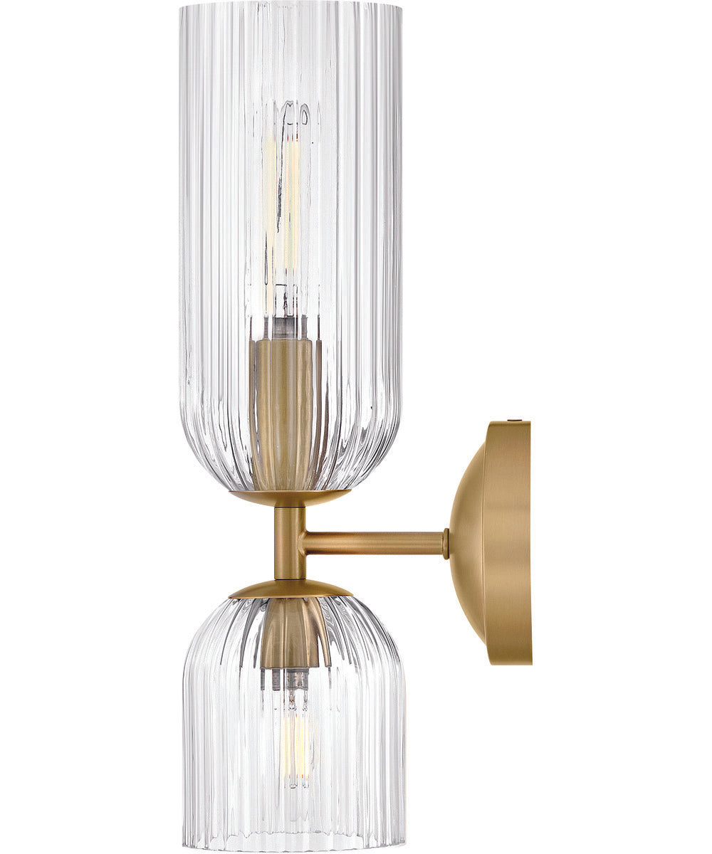 Ava 2-Light Medium Two Light Sconce in Lacquered Brass