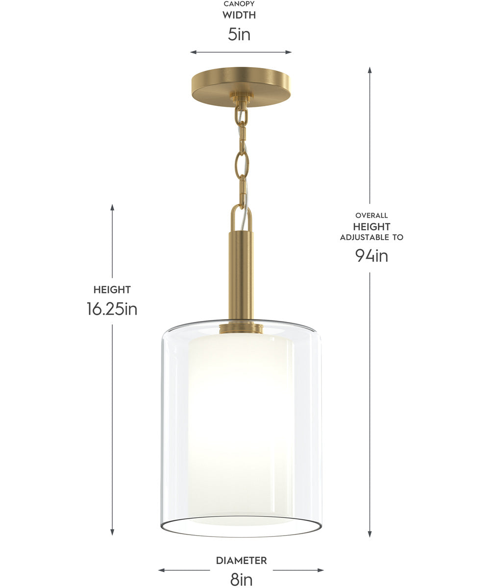 Mack 1-Light Pendant with Layered Glass Shade Brushed Gold