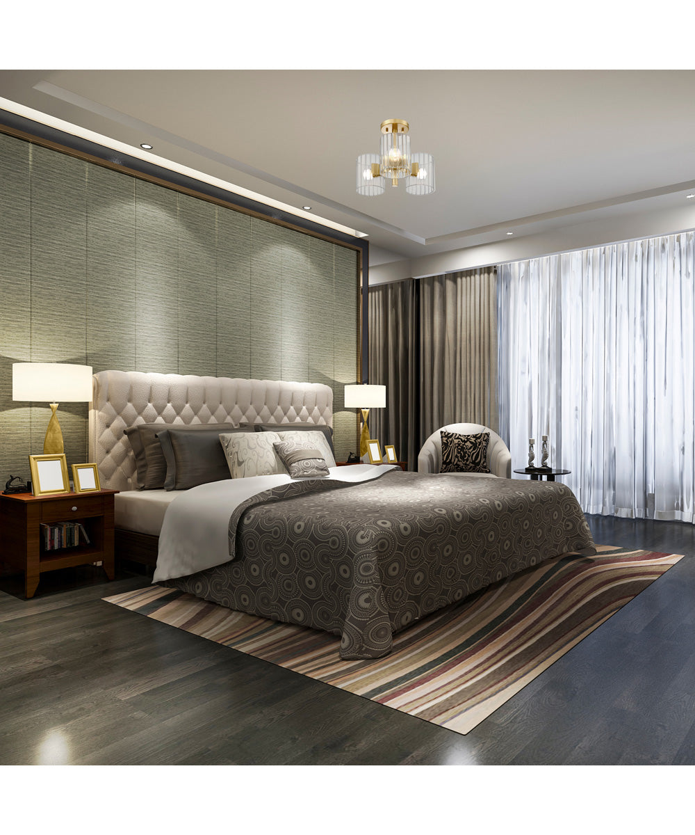 Aries 3 Light Semi Flush  Brushed Gold