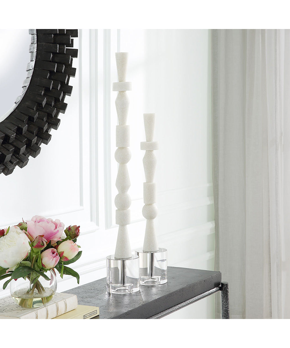 Norte White Stone Sculptures, Set of 2