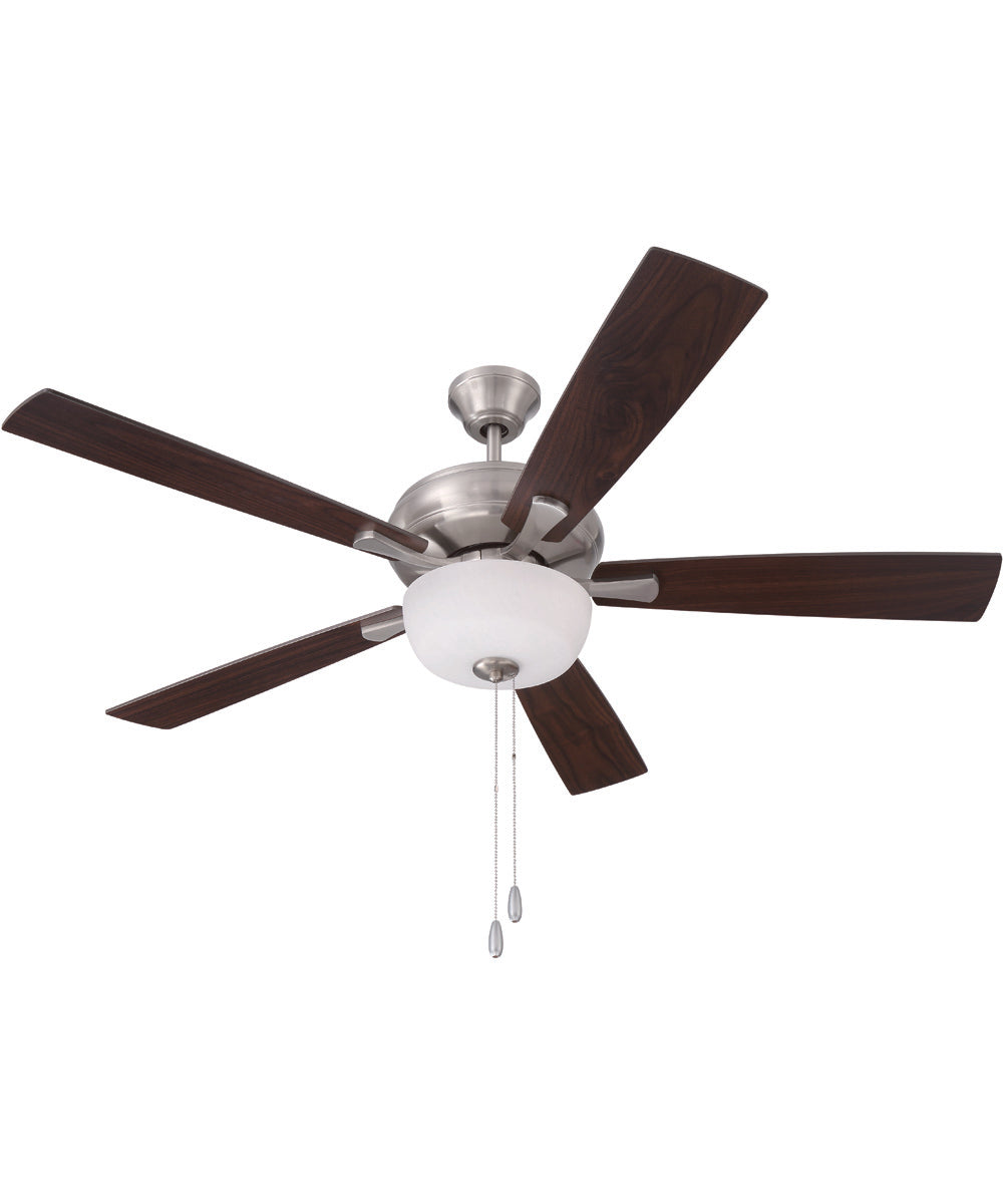 EOS 2 Light Frosted White Bowl 52" Ceiling Fan 2-Light Fan Brushed Polished Nickel