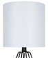 Catalina 18"H Metal Geometric Cage Matte Black Finish Table Lamp with White Linen Drum Shade