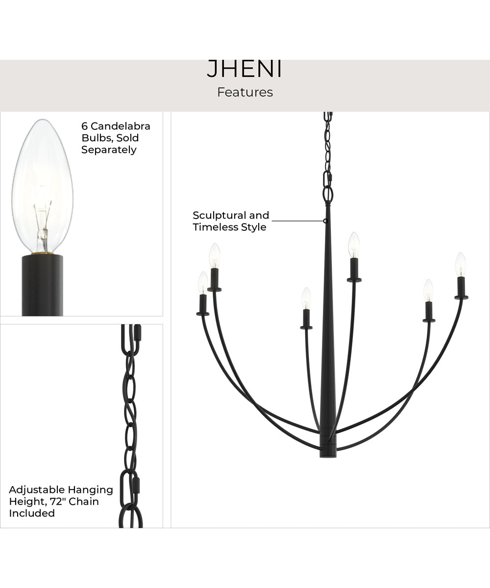 Jheni 6-Light Large Chandelier Matte Black