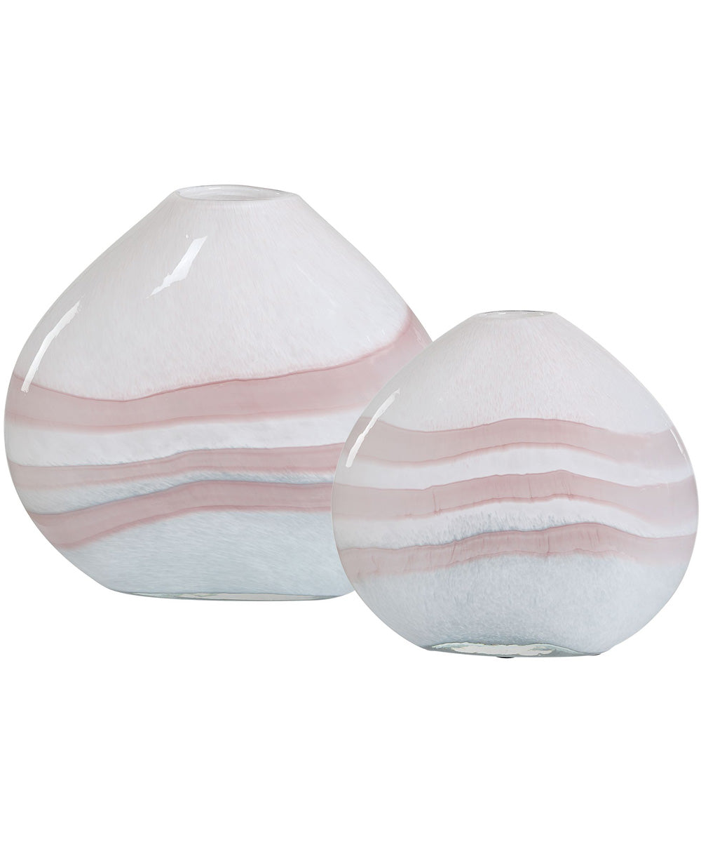 Blush Swirl Glass Vases, Set of 2