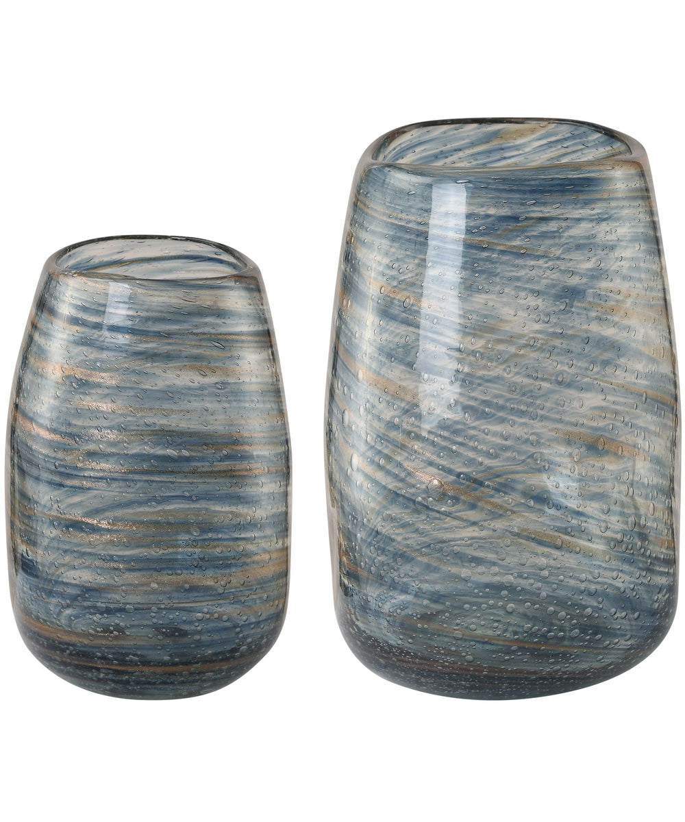 Aurora Swirl Glass Vases, Set of 2