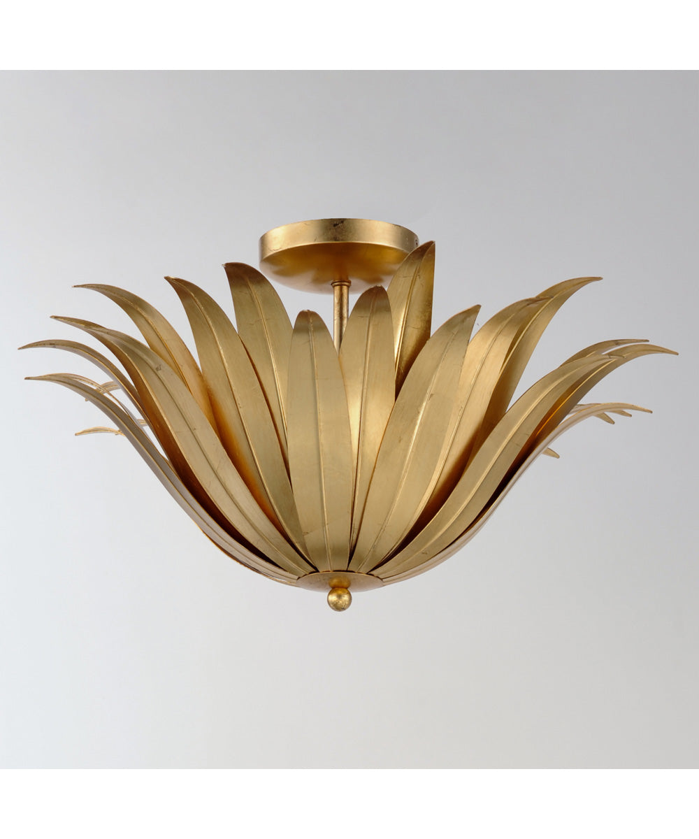Firenze 3-Light Semi-Flush/Pendant Convertible Gold Leaf