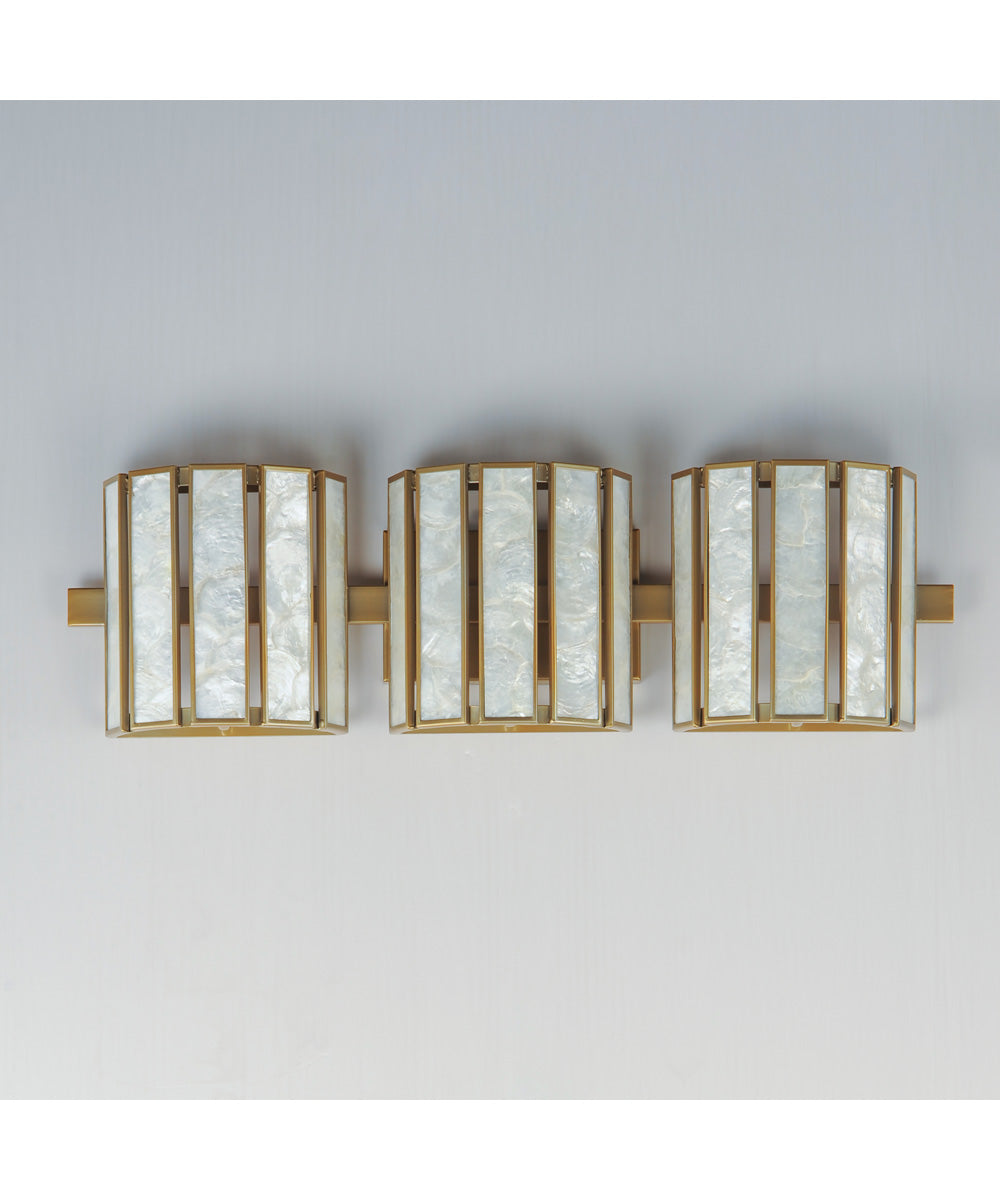 Miramar 3-Light Wall Sconce Capiz / Natural Aged Brass
