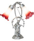 16" High Pink/White Tiffany Pond Lily 2 Light Trellis Girl Accent Lamp