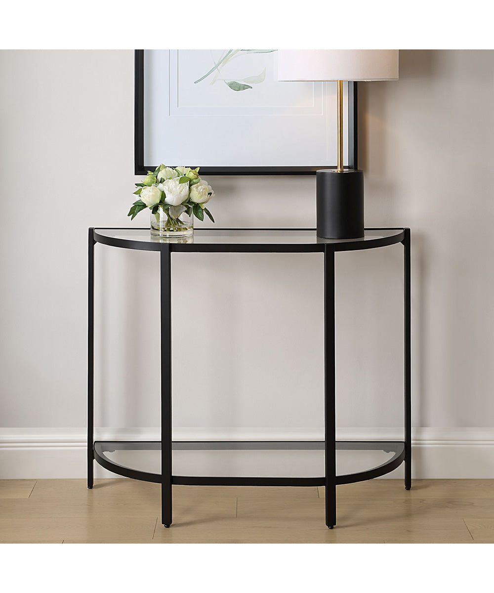Accent Furniture with Tempered Glass Top with Shelves Satin Black