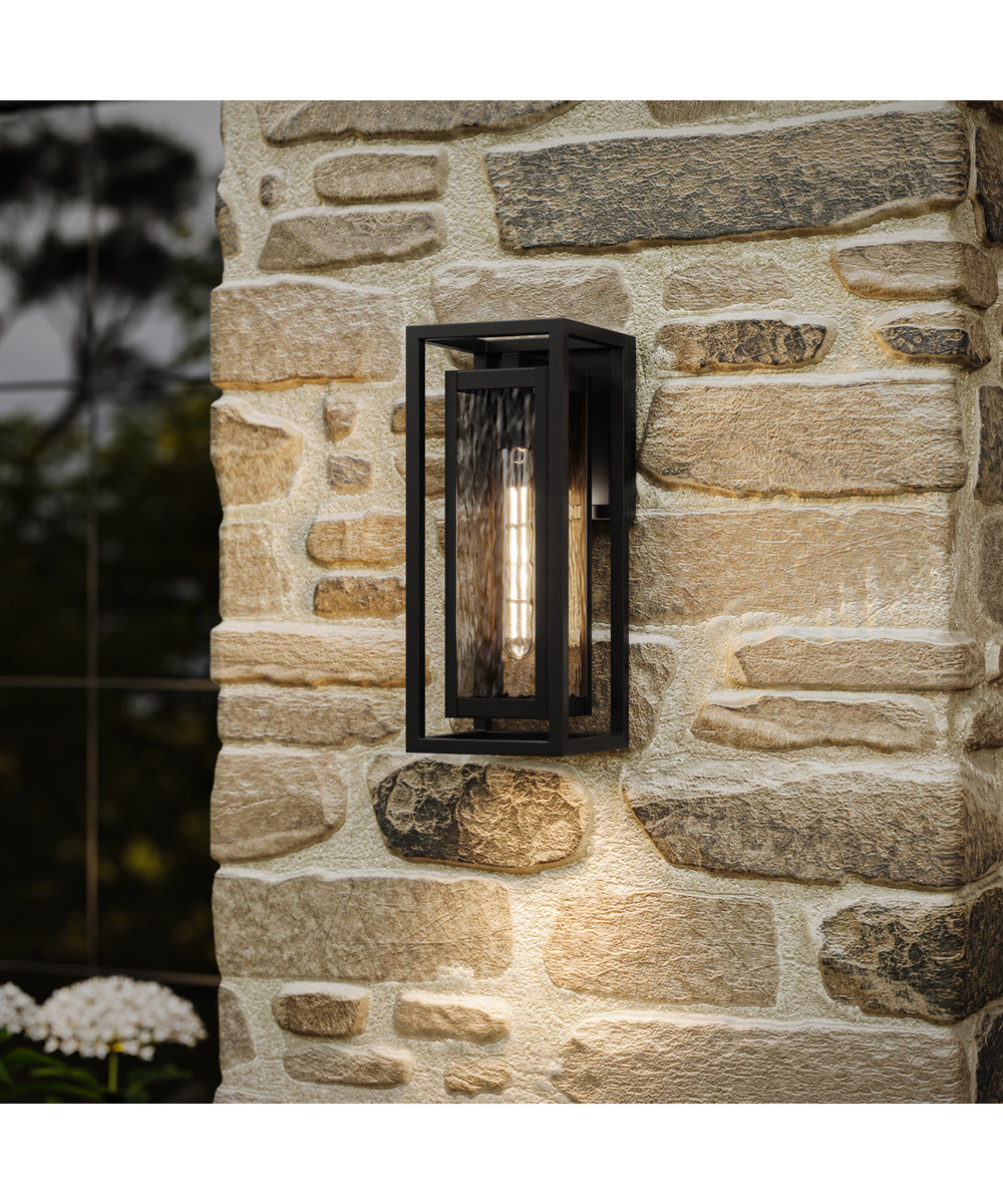 Shaw 15 inch 1 Light Outdoor Wall Light with Clear Glass Textured Black