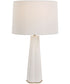 Ceramic Table Lamp with White Satin Glaze and White Linen