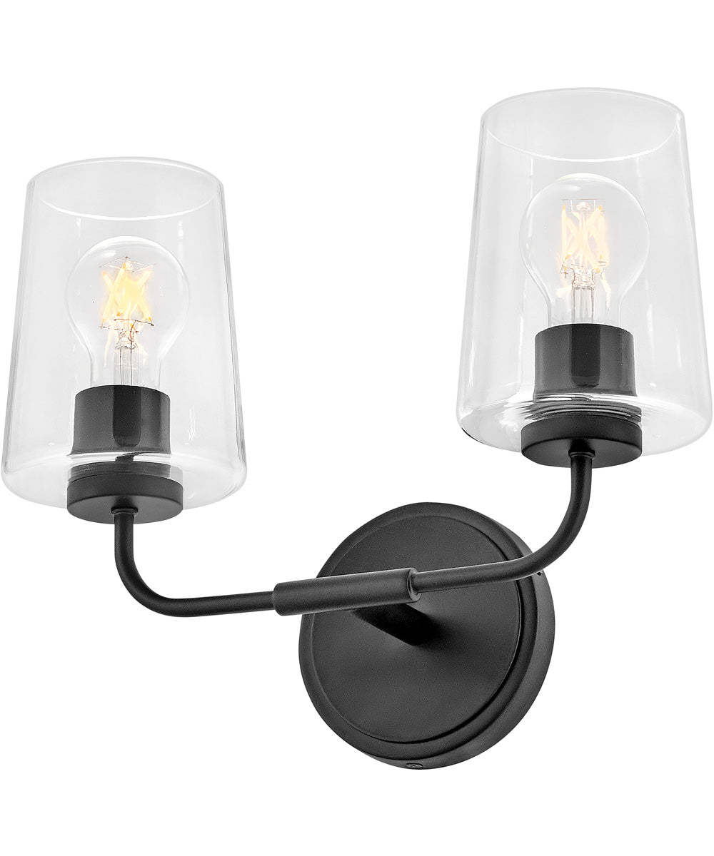 Kline 3-Light Small Two Light Vanity in Black