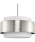 Silva 3-Light White Linen Shade Pendant Brushed Nickel