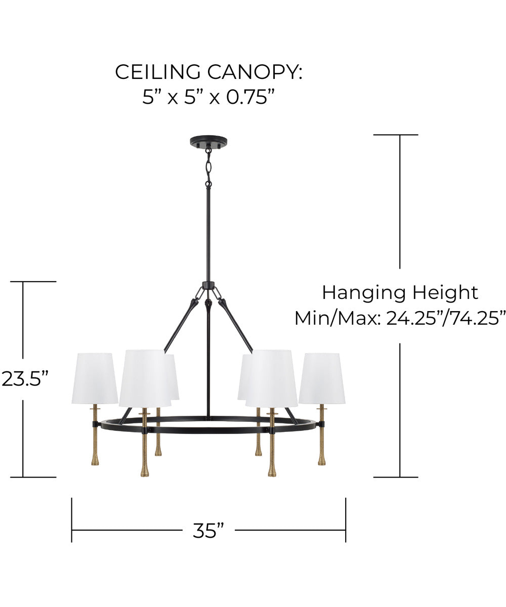 Hollis 6-Light Chandelier Matte Black with Hammered Gold