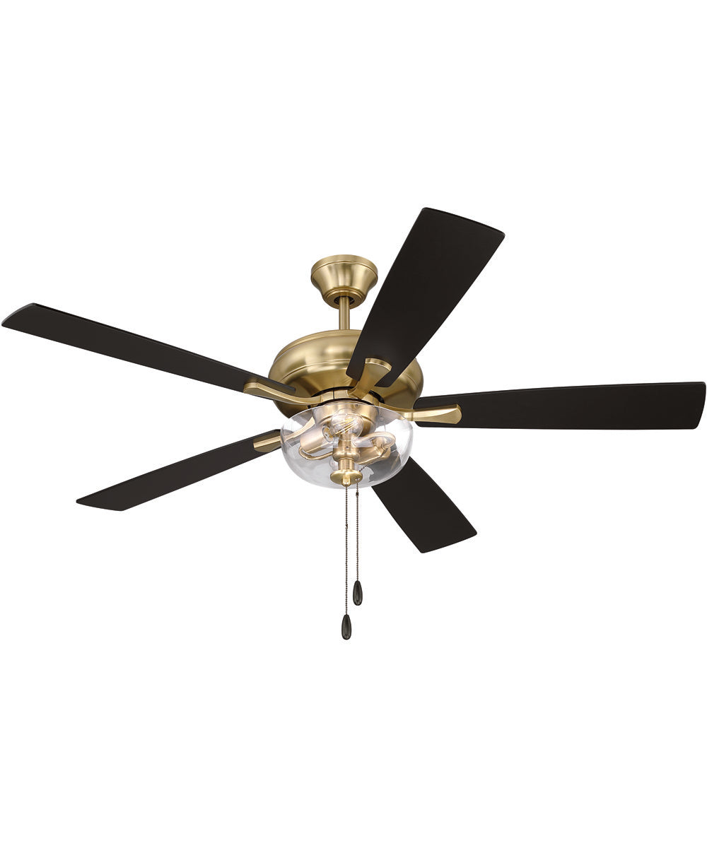 EOS 2 Light Clear Bowl 52" Ceiling Fan 2-Light Fan Satin Brass